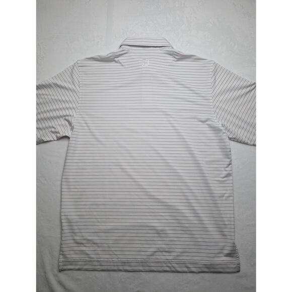 FootJoy Mens Golf Polo Shirt - Large White Pinstripe Performance Stretch - Picture 7 of 7